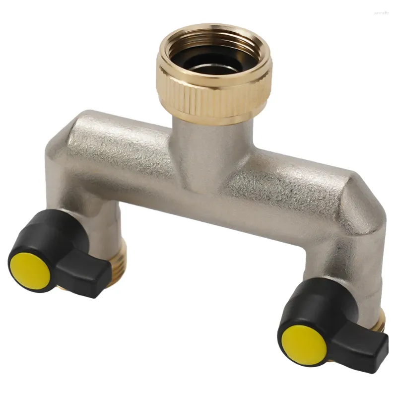 Water Pipe Connector Brass Tap Splitter 2 Way Hose Lawns Vegetables Watering Equipment