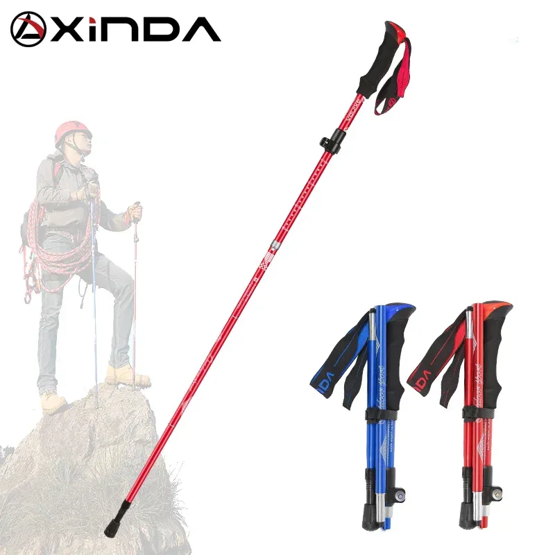 Sticks XINDA Folding Trekking Poles Aluminum alloy Ultralight Quick Lock Walking Stick woman man Hiking Running Nordic Walking Pole