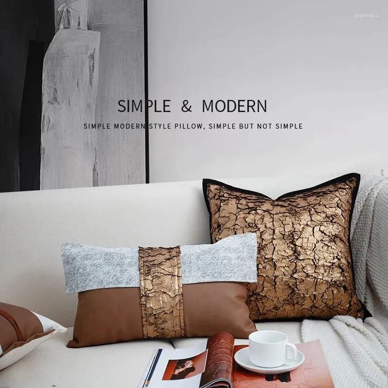Cuscino leggero caffè di lusso color gold cuscino di divano copertura in pelle decorativa in pelle lombare