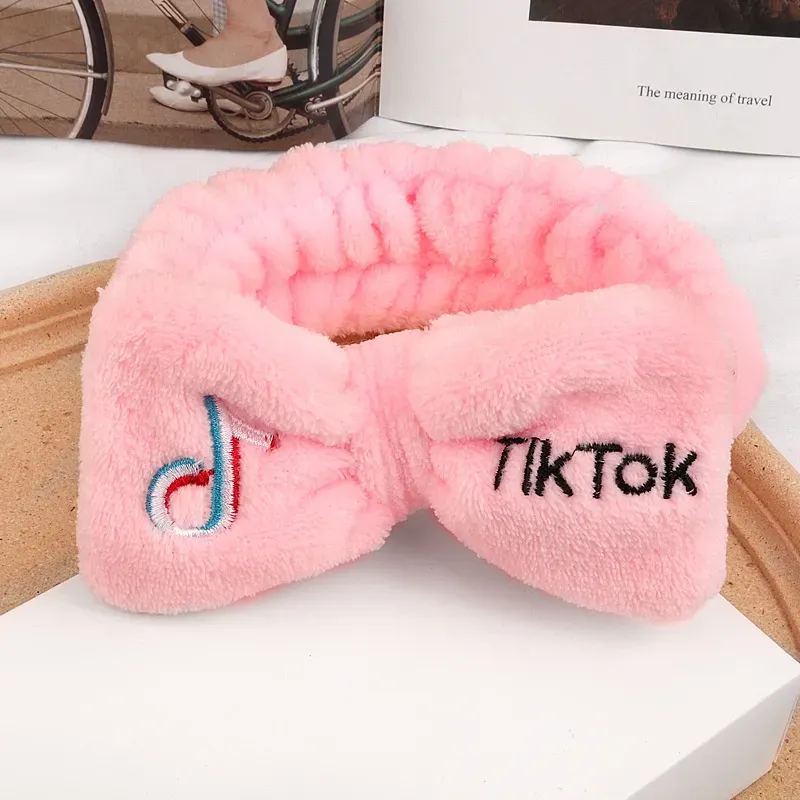 Tiktok Coral Fleece Soft Bow Headband for women Girls Cute Hair Holder Hairbands Headwear Hair Accessories 