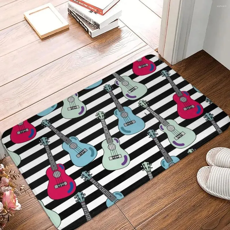 Carpets Non-slip Doormat Guitar Stripes On White Background Carpet Living Room Bedroom Mat Prayer Flannel Decor