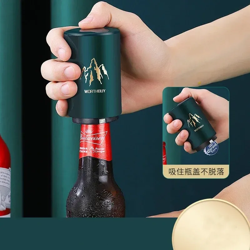 Automatic Stainless Steel Beer Bottle Opener with Magnet and Various Patterns for Parties and Events