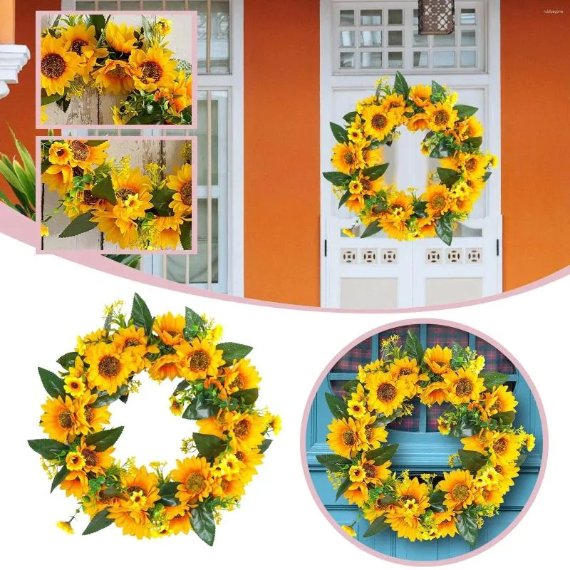 Dekorative Blumen Sonnenblumenkranz Festivalentür Dekoration Halbkreis Outdoor beleuchtet Weihnachten