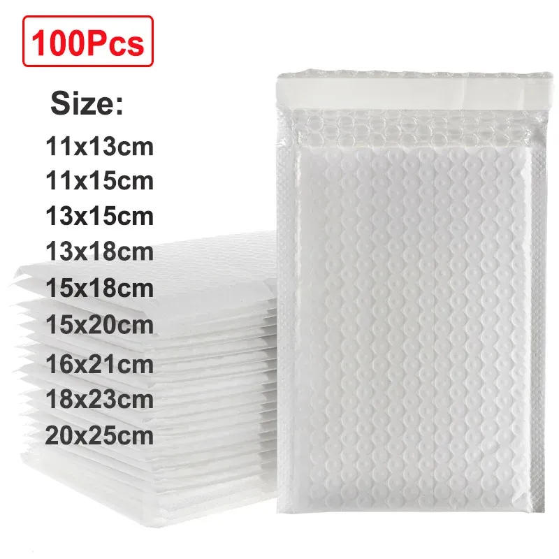 Mailers 100PCS White Bubble Mailers Bubble Padded Mailing Envelope Mailer Foam for Packaging Self Seal Shipping Bag Bubble Padding Bag