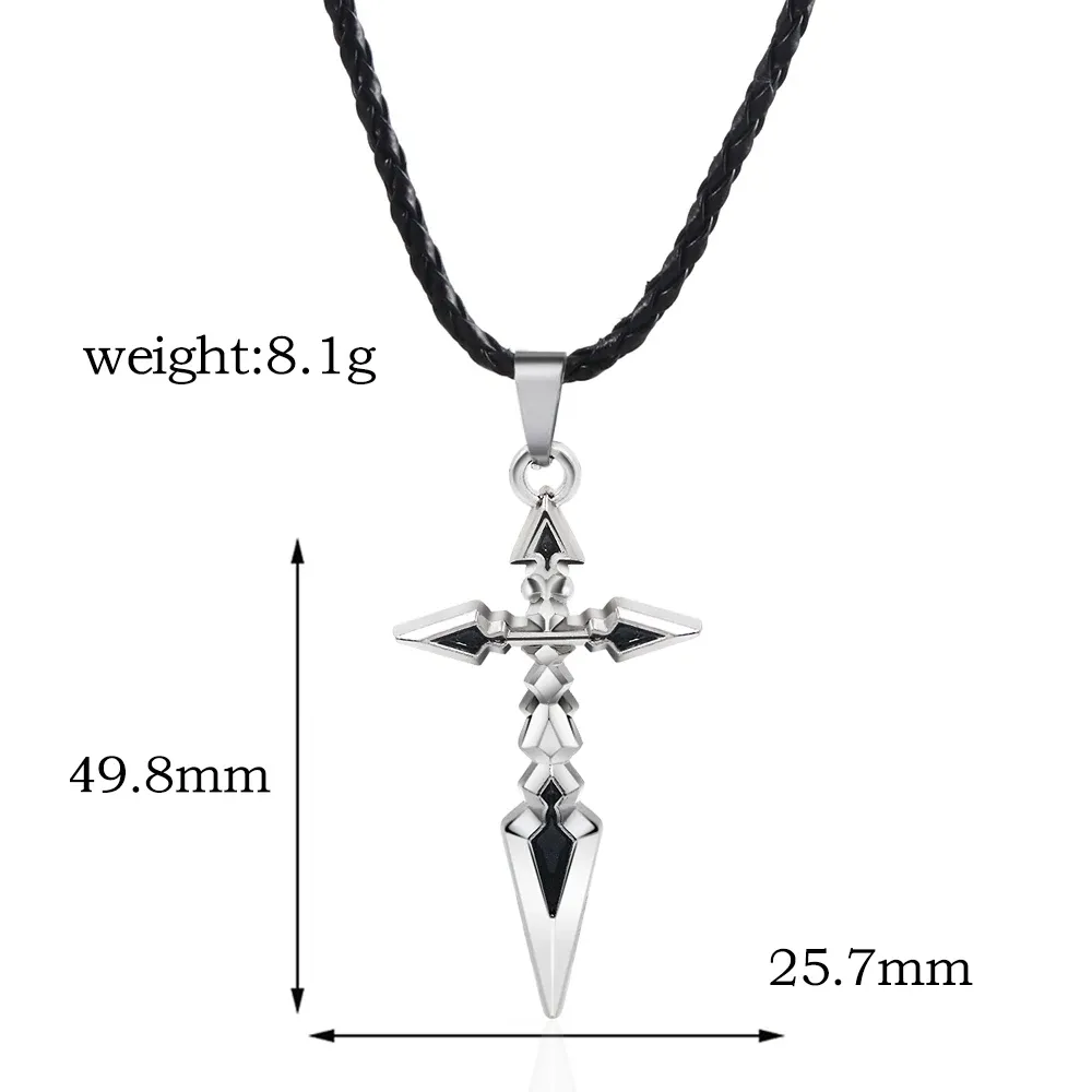 Anime Saber Pendant Necklace Zinc Alloy Cross Link From