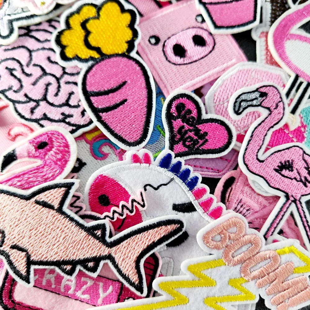 Pink Flower Cactus Iron-On Patch - Embroidered Sew On Badge For Jackets, Bags, Hats 2 thumbnail image