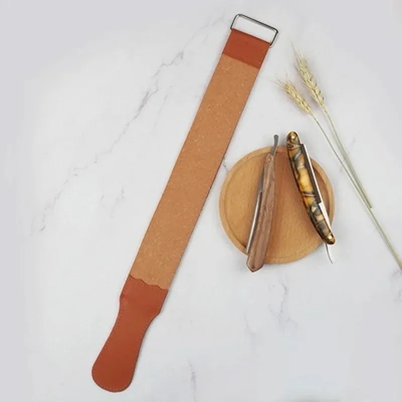 2024 Men Shaving Leather Canvas Strap Barber Straight Razor Cutter Barber Shaving Straps Double Layer Sharpening Strop Belt - for Men