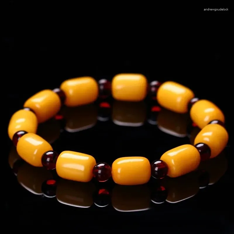 Charm Armband Natural Amber Old Beeswax Bucket Bead Armband Women's Buddha Jewelry 2024