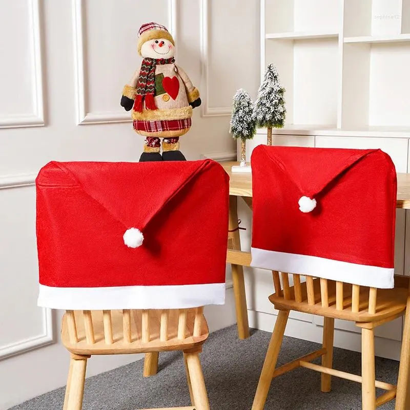 Chair Covers 2PCS Big Christmas Hat Back Cover Xmas Decoration Santa Claus Year 2024 Decorations Red Hats