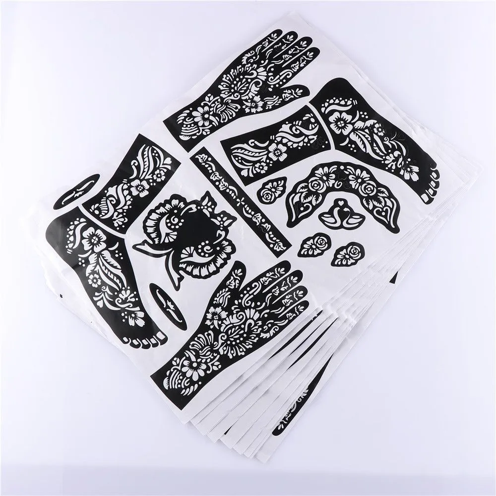 HENNA STENCILS TEMPORARY Tattoo Glitter Template Mehndi Hand Lace Body