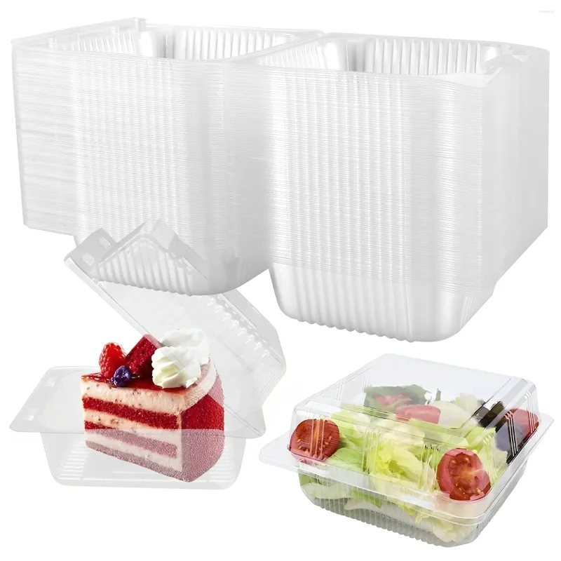 Geschenkverpackung 100pcs Cake Slice Boxes Square Cheesecake Cupcake Container mit Deckel Dreieck Kuchenhaltern für Bäckereifeier Hochzeit