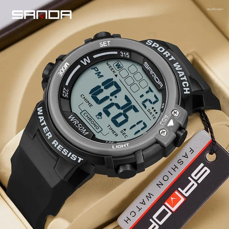 Armbanduhr Sanda Luxury Fashion G Style Männer Sportwache wasserdichte militärische Display Uhr Mann Uhren LED Digital Reloj Hombre
