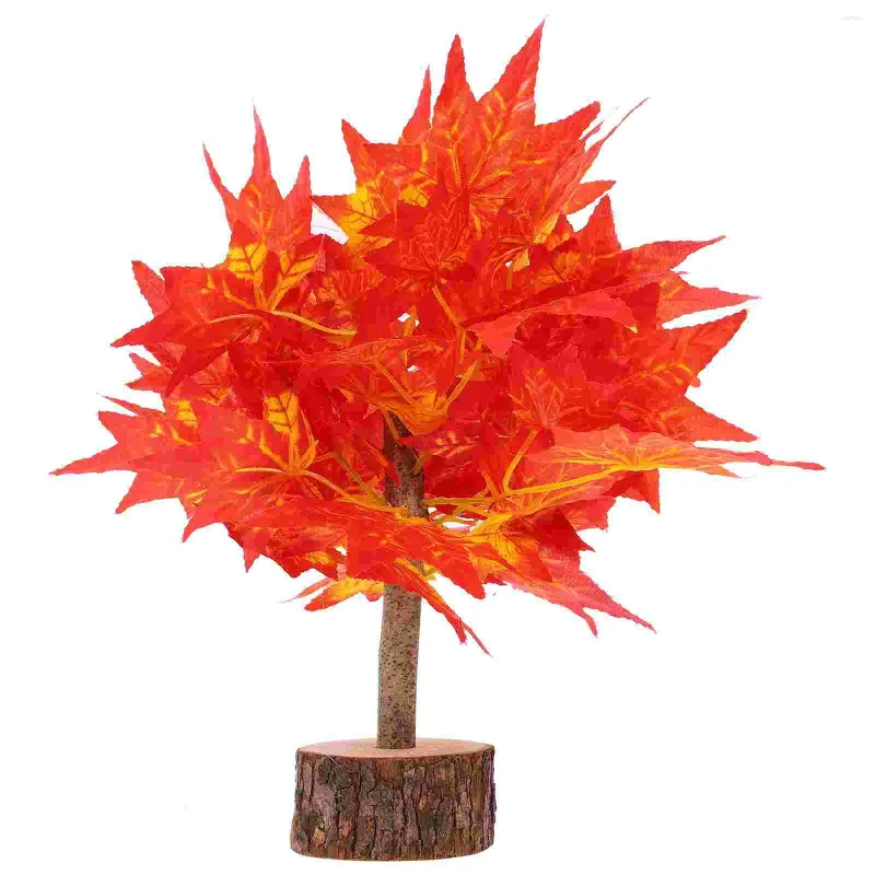 Dekorativa blommor Simulerade Maple Thanksgiving Tree Light Birthday Decoration för flicka Faux Bonsai Potted Plant