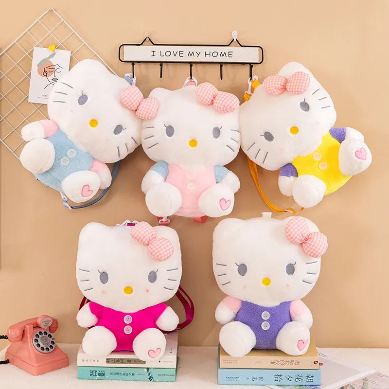 Factory wholesale price 9 styles 32cm Kitty cat plush backpack Kuromi animation peripheral doll backpack children's gift