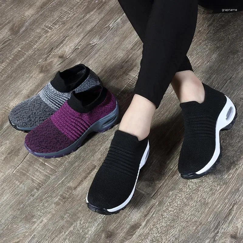 Fitness Shoes Winter Ladies Flat para meias tênis confortáveis