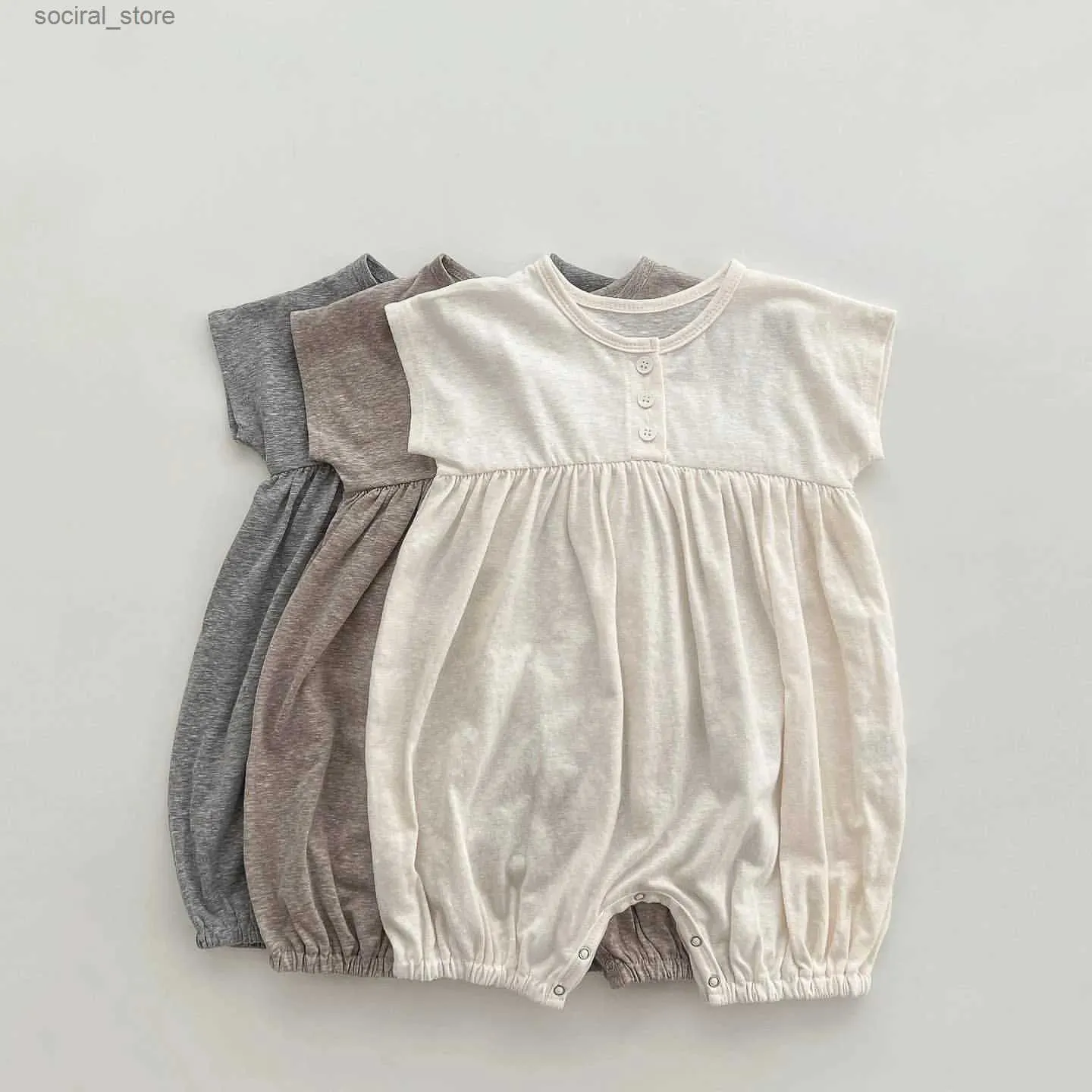 Rompers 2023 Summer New Baby Romeveless Romper Newborn Loak Prompsuit Vintage Matd Mabant Madler Casual Opual 0-24M L240402