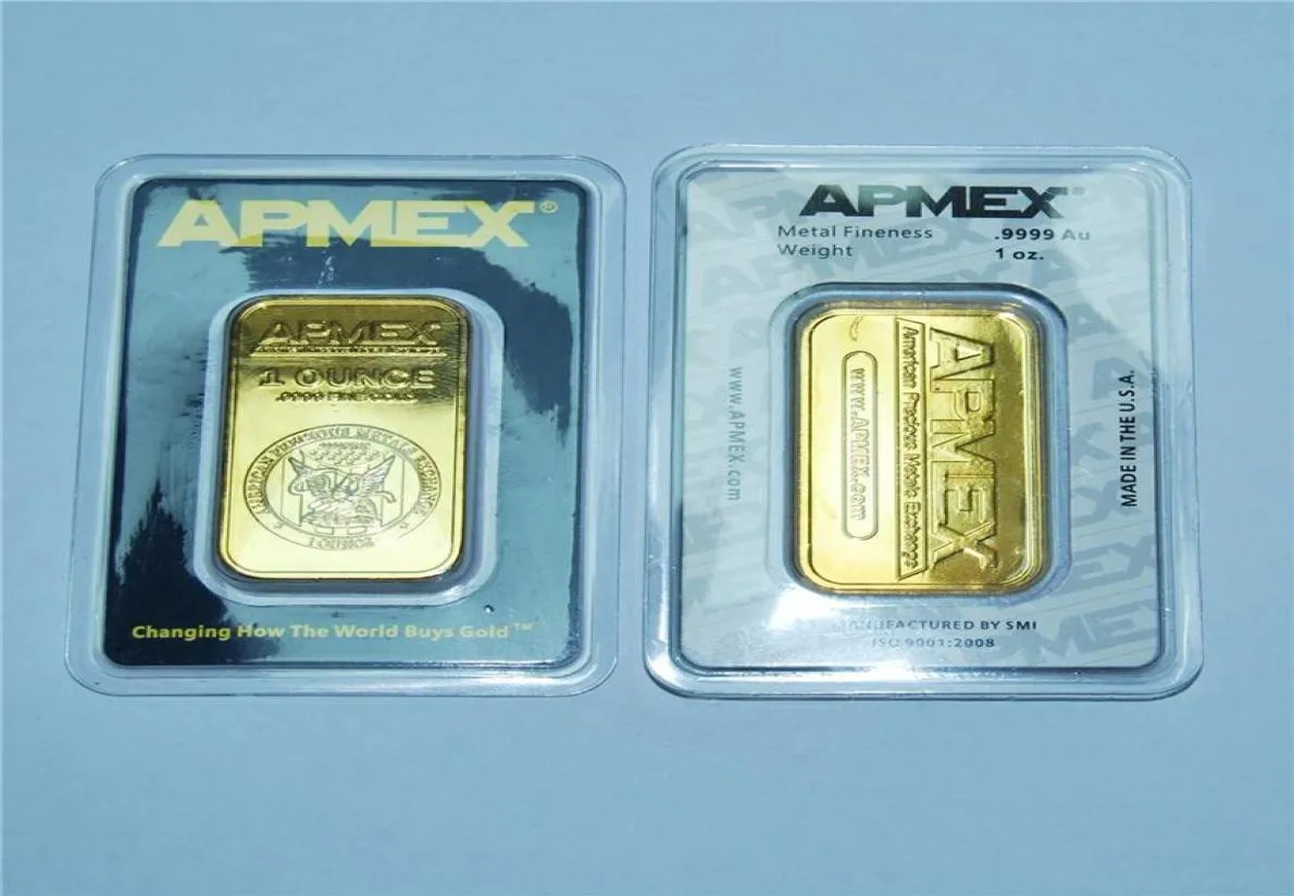 High quality gold plated Bullion Gift 1 oz APMEX Gold Bar NonMagnetic 24k Business Collection234e8294033
