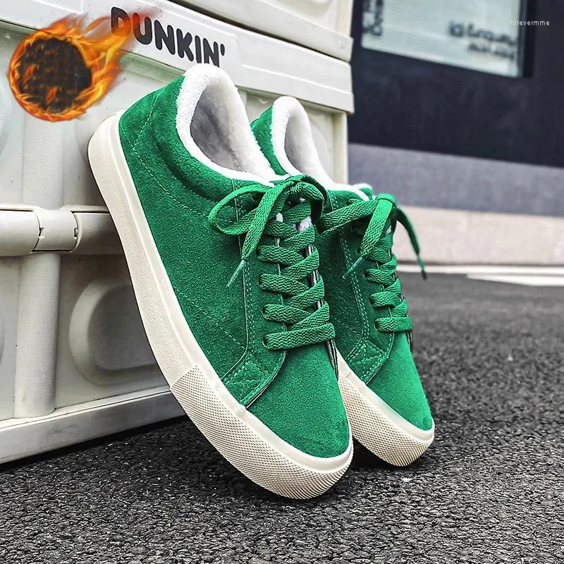 Casual Shoes 2024 Vinter Men Plat Warm Plush Mens Soft Cotton Male Footwear Black Green Red DX046