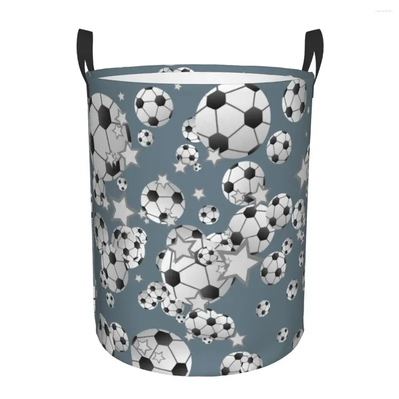 Laundry Bags Waterproof Storage Bag Funny Soccer Balls And Stars Household Dirty Basket Folding Bucket Clothes Toys Organizer