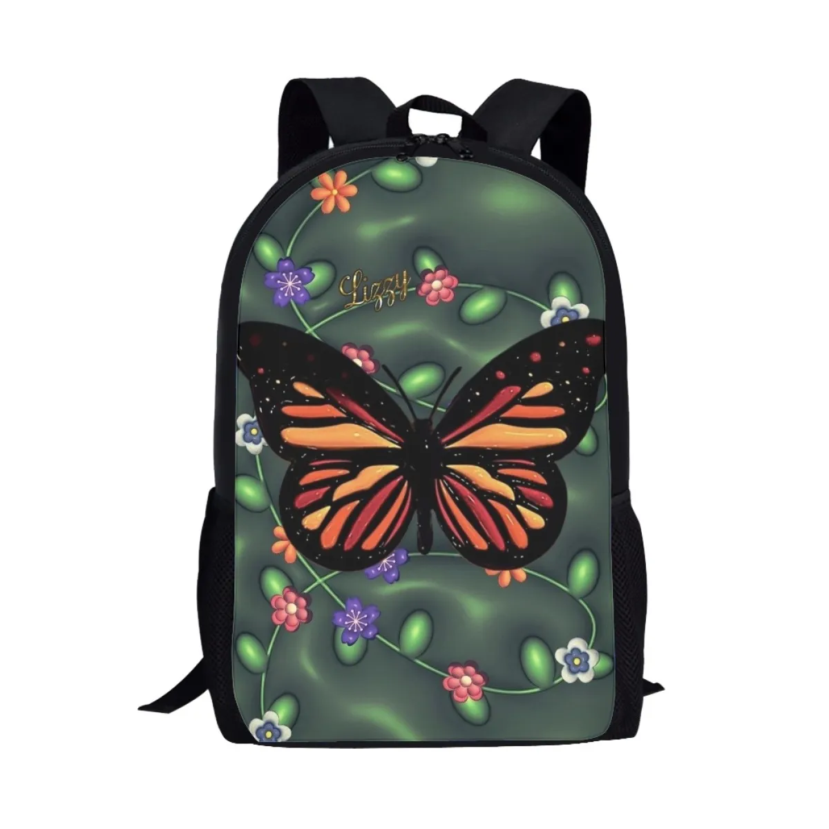 Cat & Butterfly Pattern Laptop Backpack - Lightweight School Book Bag With Reflective Strips For Men, Women, Teens