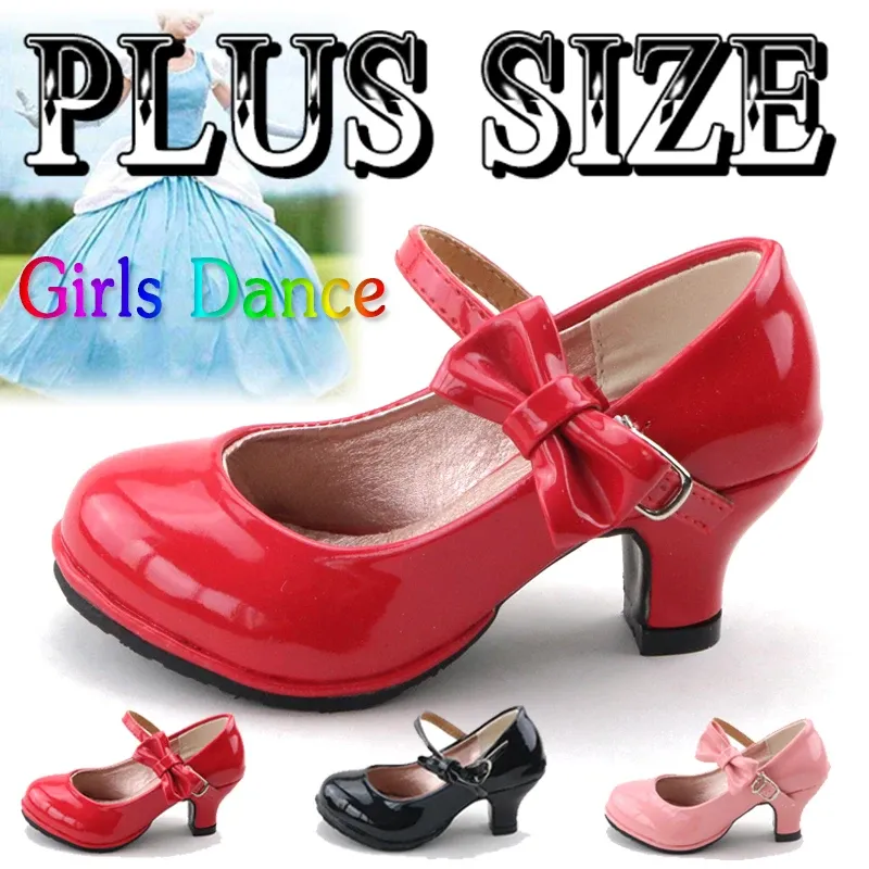 Stövlar flickor läderskor hösten bowtie sandaler 2022 nya barn skor höga klackar prinsessa söta sandaler för flickor