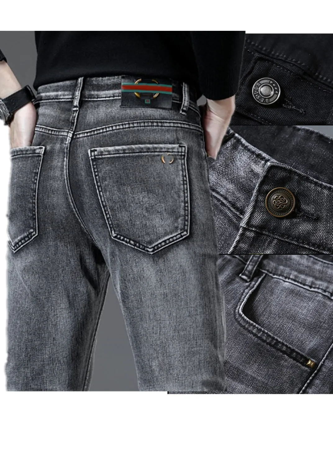 2024 Neue Frühlings-/ Herbst -Herren zerrissen Slim Fit Elasticity Jeans Herrengeschäft berühmte klassische Casualhose Fashiom Marke Designer Jeans -Hosen G668