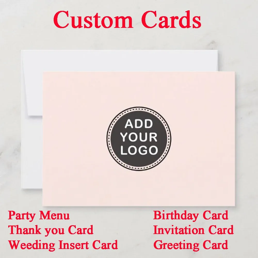 Envelopes cartões personalizados agradecimento de design de text de design de design cartões de visita para funcionários de cargo de estúdio Introdução Party convite