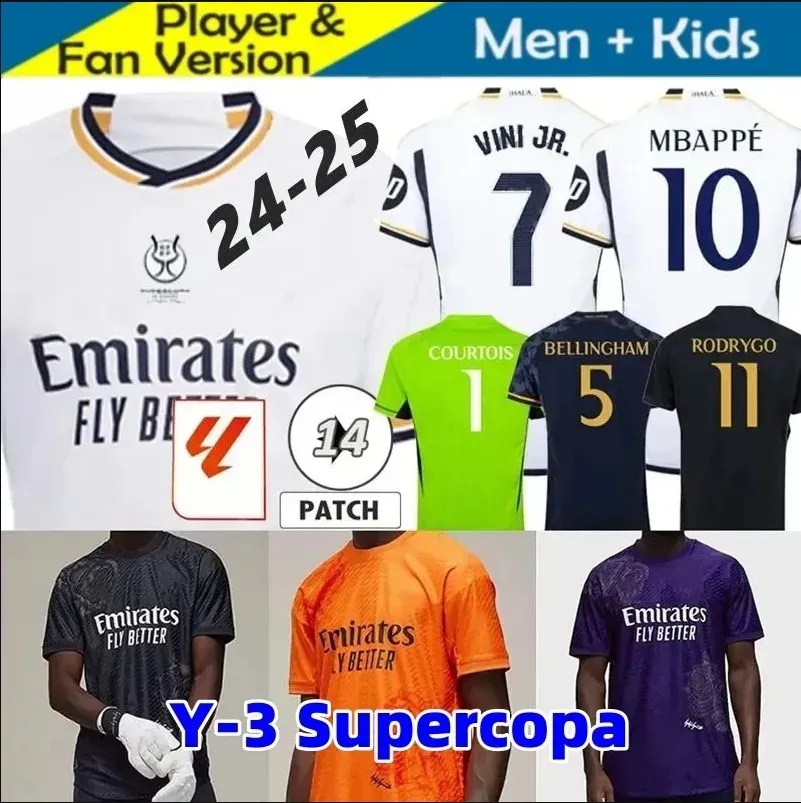 24 25 Mbappe Bellingham Reals Madrids Soccer Jersey Y-3 Kids Kit 2023 2024 Home Away Third Y3 Football-Shirt Camiseta Rodrygo Vini Jr. plus lila schwarze Orange