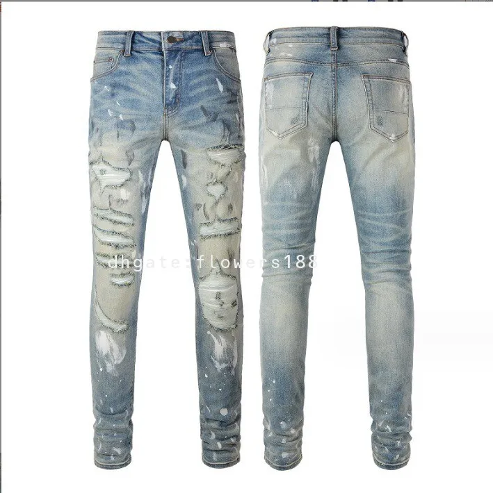 Jeans masculinos 2024 jeans xeans plásticos magro raspado calças magras de jeans queimaram jeans queimaram jeans queimados jeans empilhados jeans queimados jeans