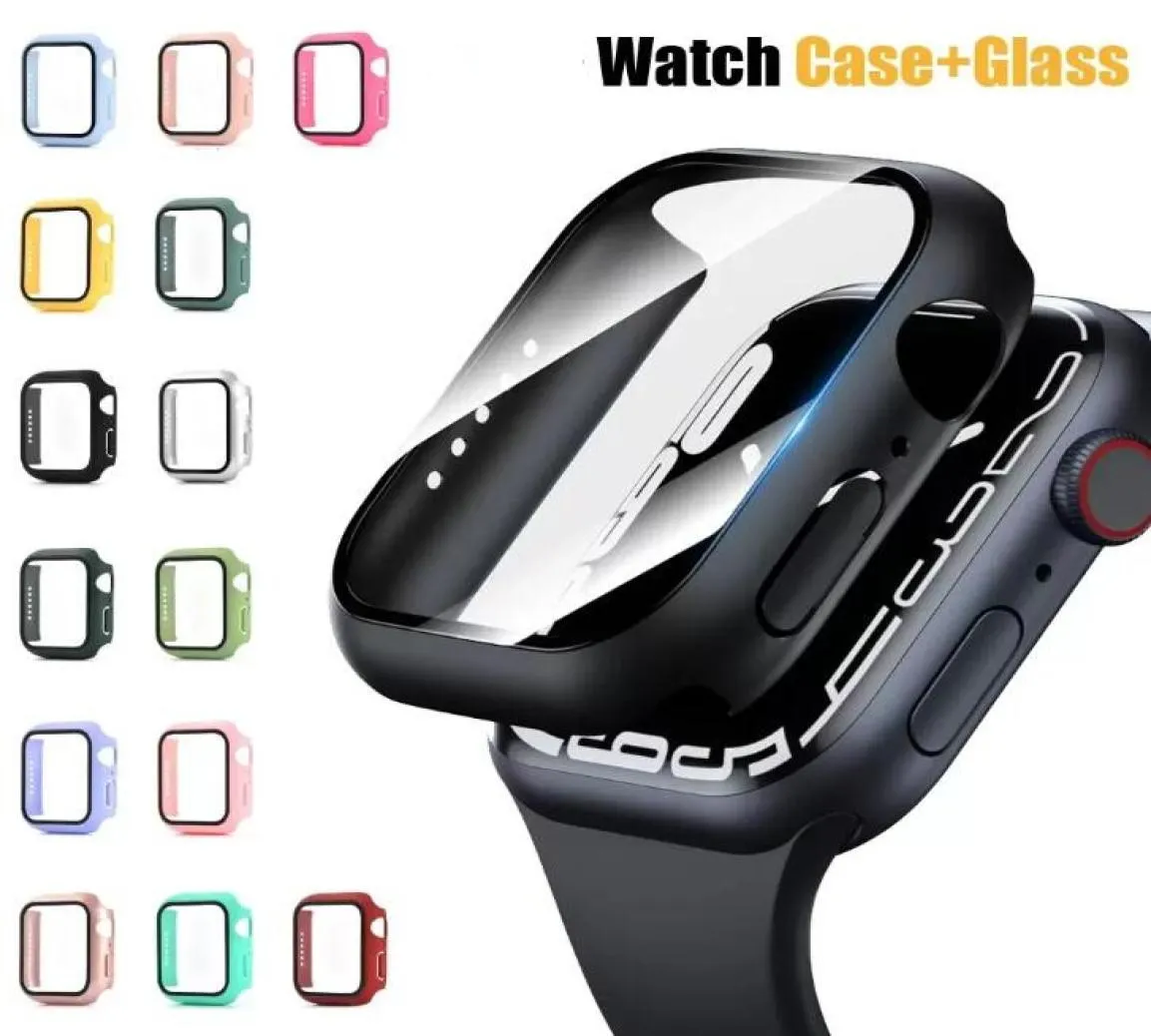 Case di copertura completa con protezione dello schermo in vetro temperato per Apple Watch 7 6 5 4 3 2 1 41mm 45 mm 38 mm 42 mm 42 mm 44 mm PC Hard1499458