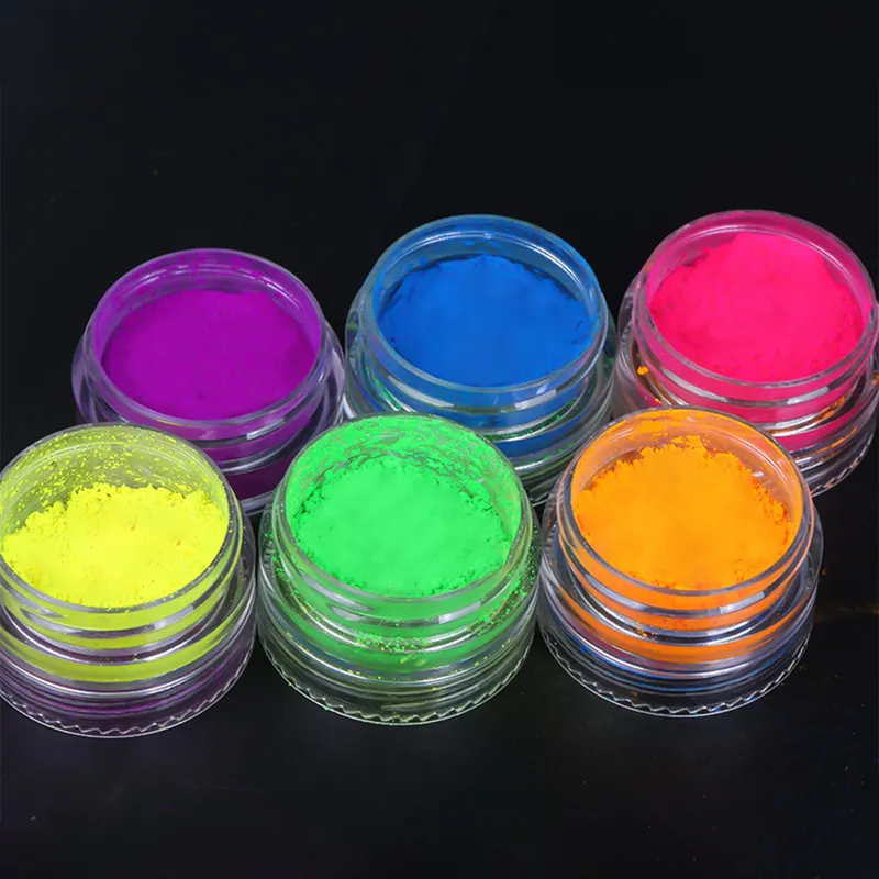 Vendita calda transfrontaliera Nail fosforo 6 colori caramelle Polvere Set glitter per unghie Polvere per unghie pigmentata