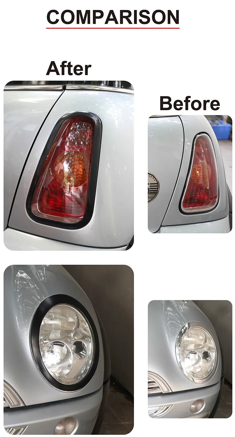 Black Headlight and Tail Light Frame Rings Cover for MINI Cooper S R50 ...