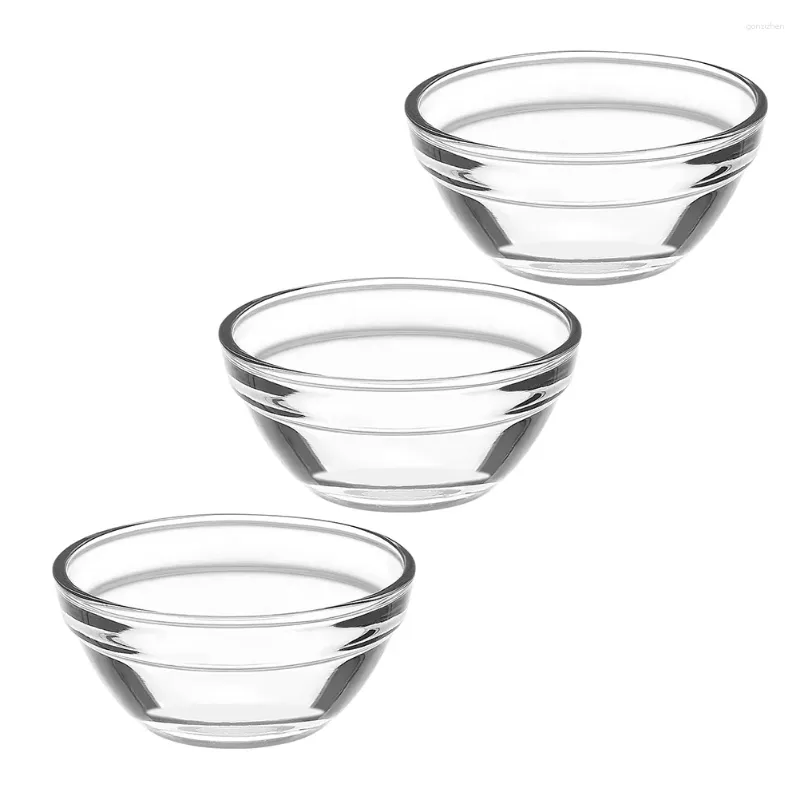 Dinnerware Sets 3 Pcs Glass Bowl Salad Small Bowls Stackable Pudding Jelly Container Clear Prep