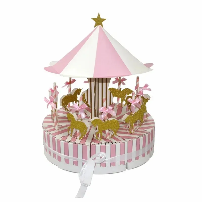 2024 Carousel Candy Box for Birthday Decoration Party Wedding Favors Present Gift Case Gift Box Packaging Gift Box - for Birthday Party