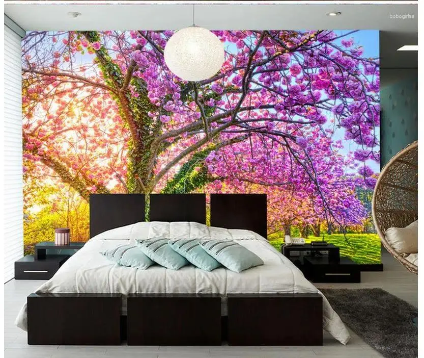 Fonds d'écran Decoration Home Decoration Vines d'arbres Cherry Blossoms Floo Fond Wall Salle MODER
