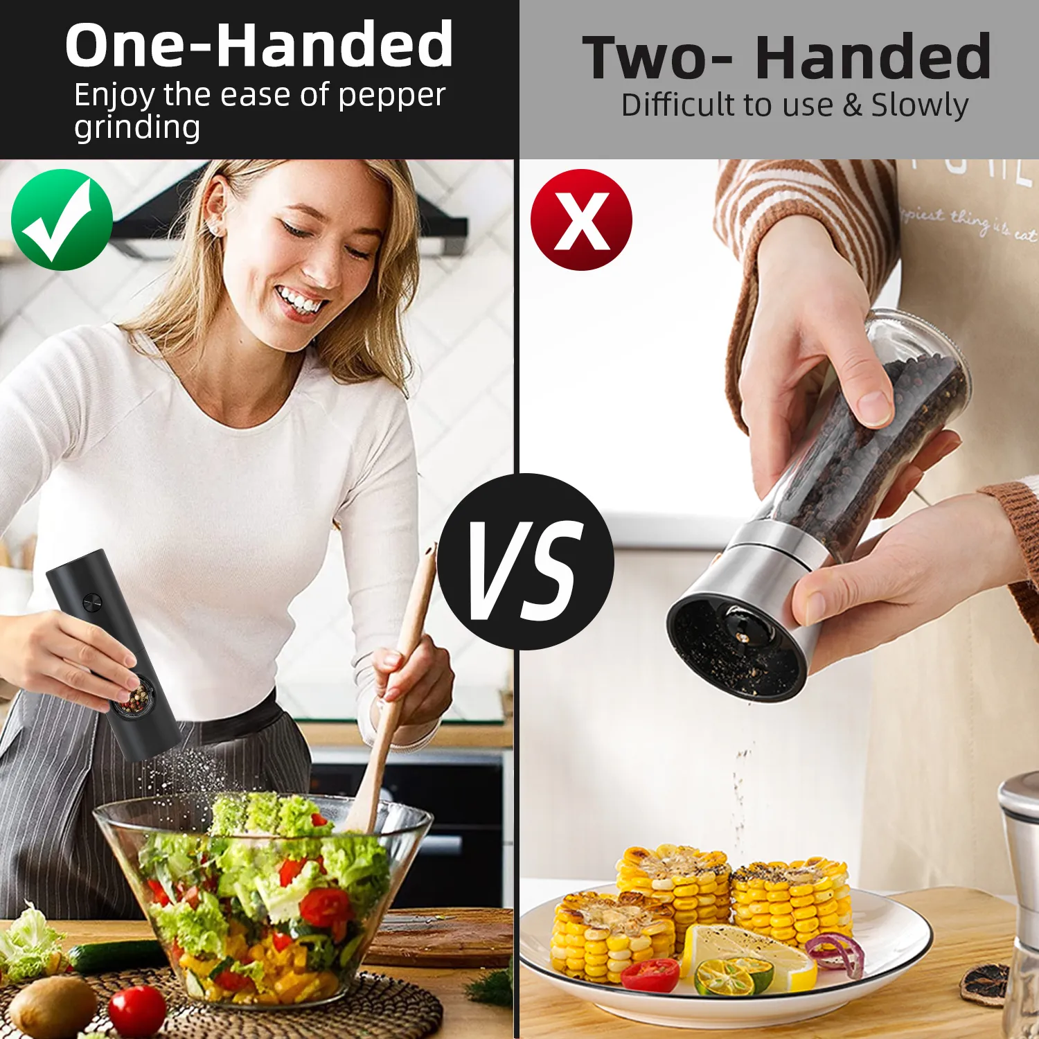 Automatic Electric Pepper and Salt Grinder Set with Adjustable ...