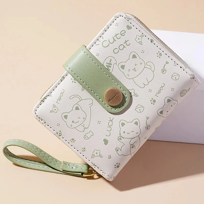 Korean Style Cute Cat Girls Wallet Short Student Card Holder Money Bag ...