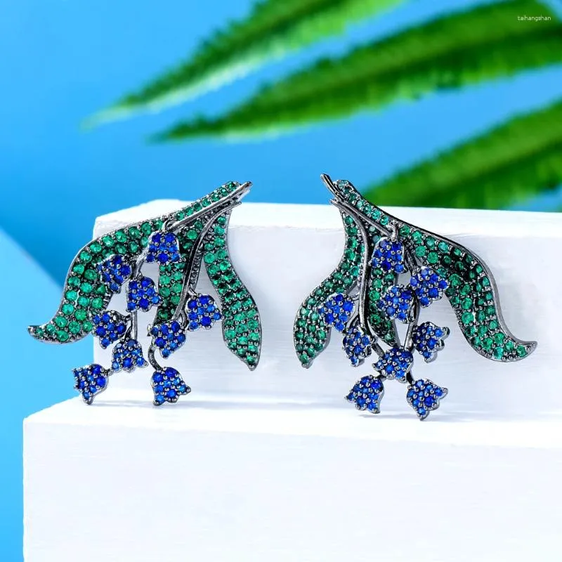 Kolczyki stadniskie godki modne luksusowe wielokolorowe kwiaty dla kobiet ślub Cubic Cyrron Crystal African Dubai Bridal Earring