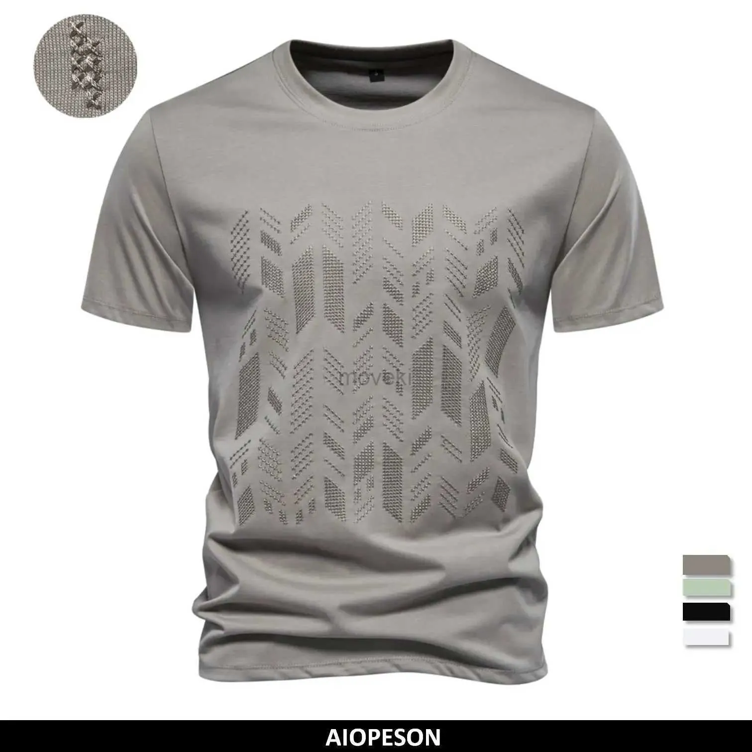 T-shirty T-shirty Męskie T-shirt Summer Cool Cotton Blend for Men krótkie rękawy jakość haftowania męskie koszulki 2443