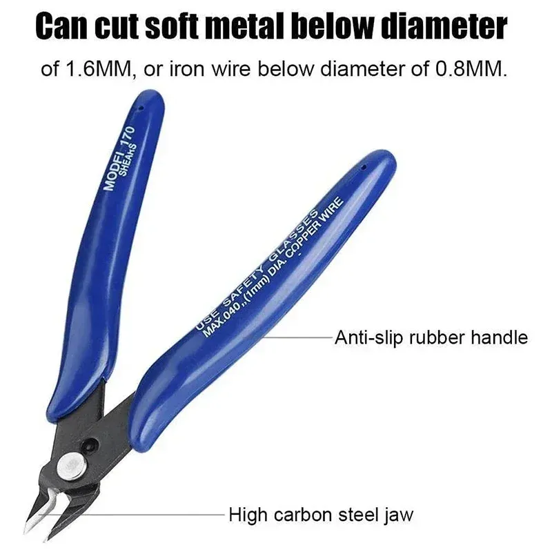 Blue Diagonal Pliers – Heavy-Duty Wire Cutter For Electricians, DIYers, And Crafting – Ergonomic Handle, Steel Cable Nippers For Home Repairs