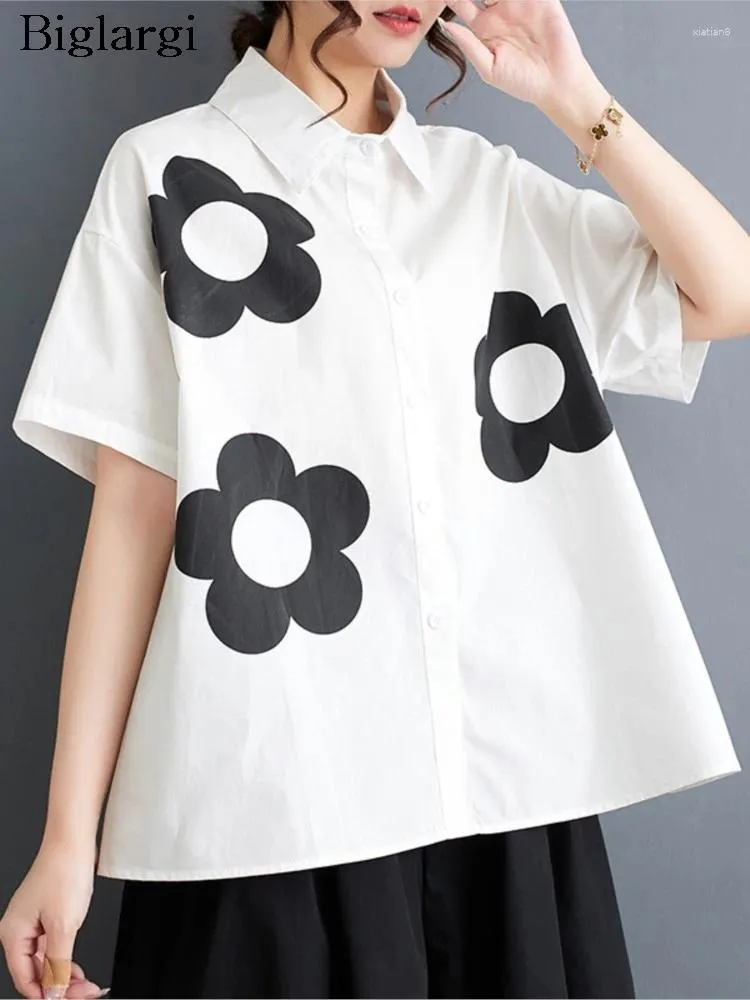 Blouses pour femmes chemises imprimées de fleurs de printemps surdimension