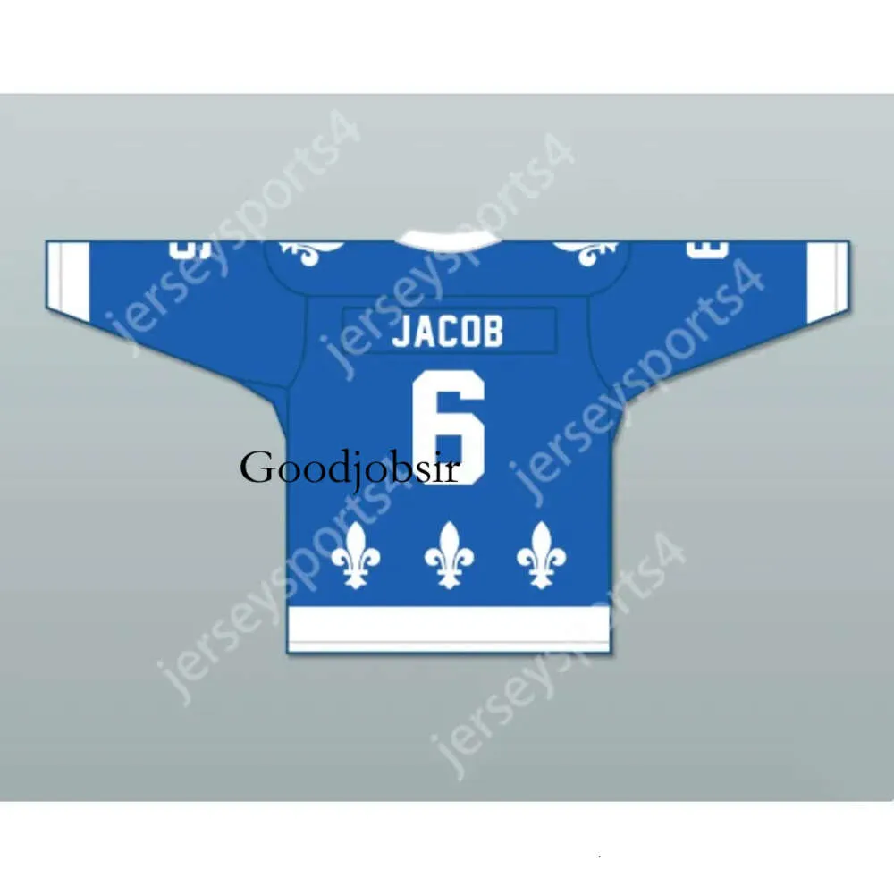 GDSIR Custom Pierre Jacob 6 Le National de Quebec Blue Hockey Jersey-Lance Et Compte New Top Ed S-M-L-XL-XXL-3XL-4XL-5XL-6XL