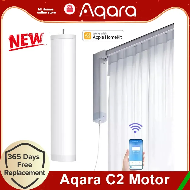 Control New Aqara Smart Curtain Motor C2 Zigbee Electric Track Automatic Track High Torque Motor Remote Control Work with Apple Homekit