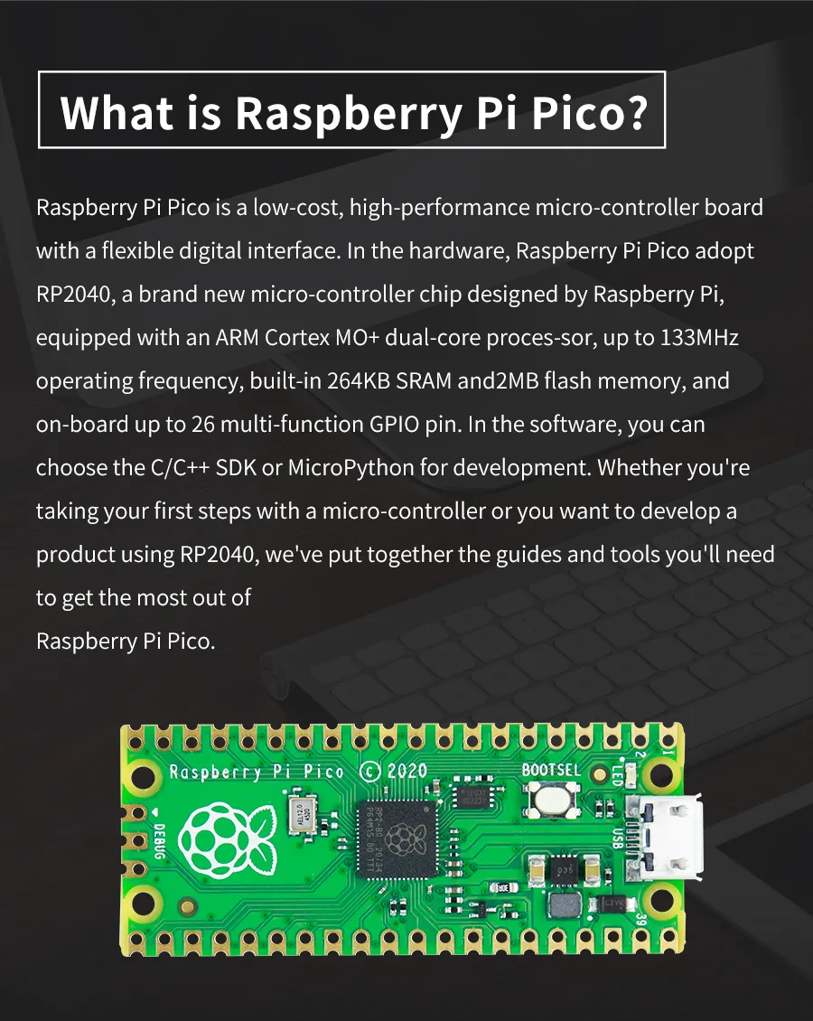 Yahboom Raspberry Pi Yahboom Raspberry Pi Pico Board RP2040 Dual-core 264KB ARM Processor ...