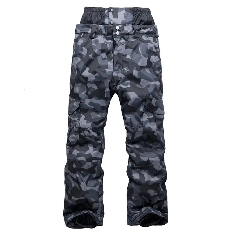 Poles Men's Ski Pants Camouflage Highwaist Snowboard Pants Vuxen Vinter utomhus vindtät vattentät uppvärmning tjockare byxor Ny