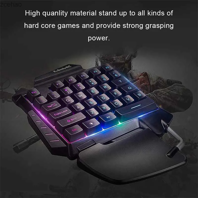 Tangentbord Black Single Handed Gaming Keyboard RGB Backlight Portable Mini Gaming Keyboard Game Controller Lämplig för PC PS4 Xbox Gamer 18x25cml2404