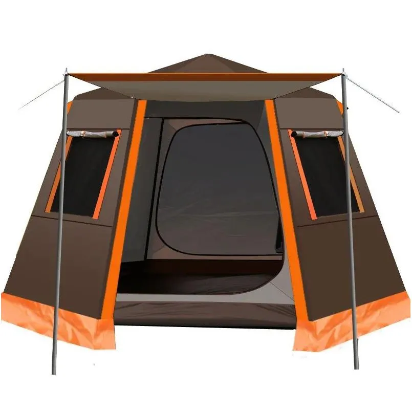 Tendas e abrigos UV UV Hexagonal Grande Pólo de alumínio Matic Outdoor Cam Wild Big Tent Family Viagem 46persons Tolding PERGOL TURISTO OTB7W