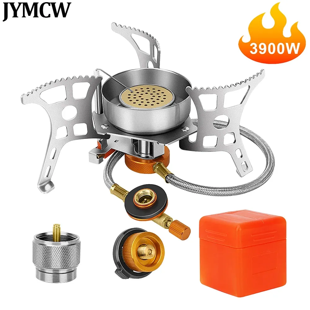 Leveringen JYMCW Outdoor Winddichte gaskachel Camping Gas Mini Burner Vouwen Split Split elektronische kachels Toeristische apparatuur voor wandelen