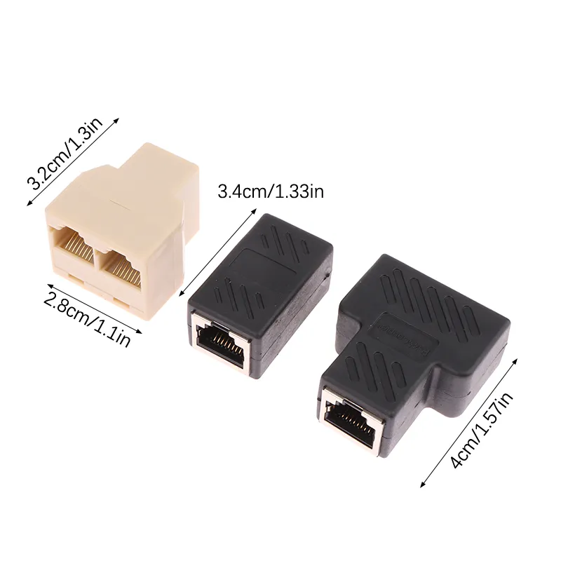 2x RJ45 Ethernet Splitter 1 Zu 2 - Netzwerkadapter Für Cat5e/Cat6/Cat8 (100Mbps)