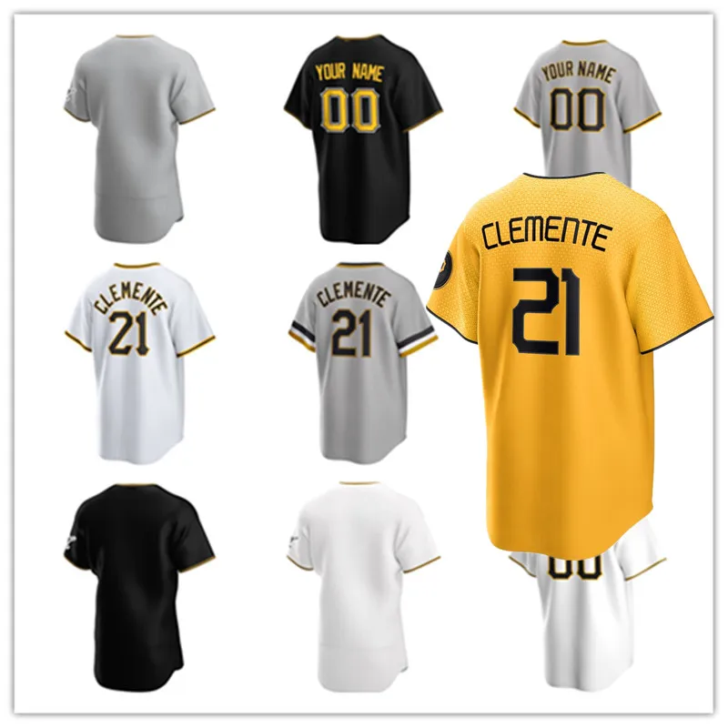 맞춤 야구 유니폼 남성 여성 청소년 어린이 8 Willie Stargell 22 McCutchen 21 Roberto Clemente 13 Ke'bryan Hayes 15 Oneil Cruz 10 Bryan Reynolds 65 Jack Suwinski